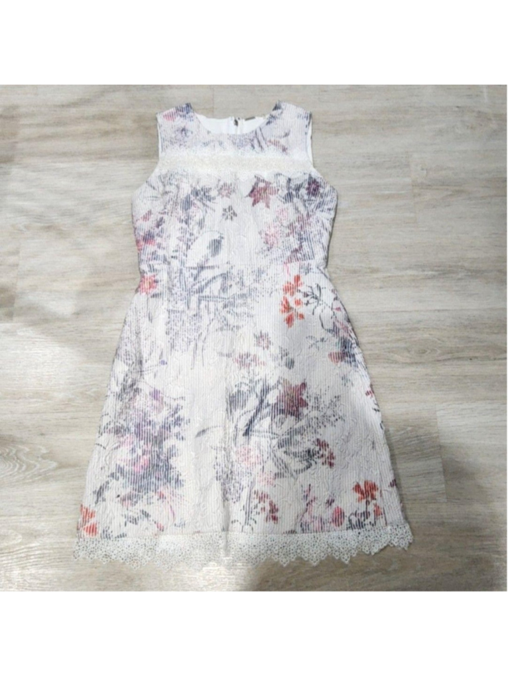 Elie Tahari Dress Womens 6 White Floral Lace Jacquard A-Line Party Cocktail